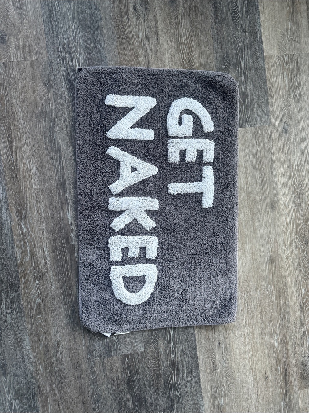 Gray 'Get Naked' Plush Bath Mat - Soft Cotton Accent Rug